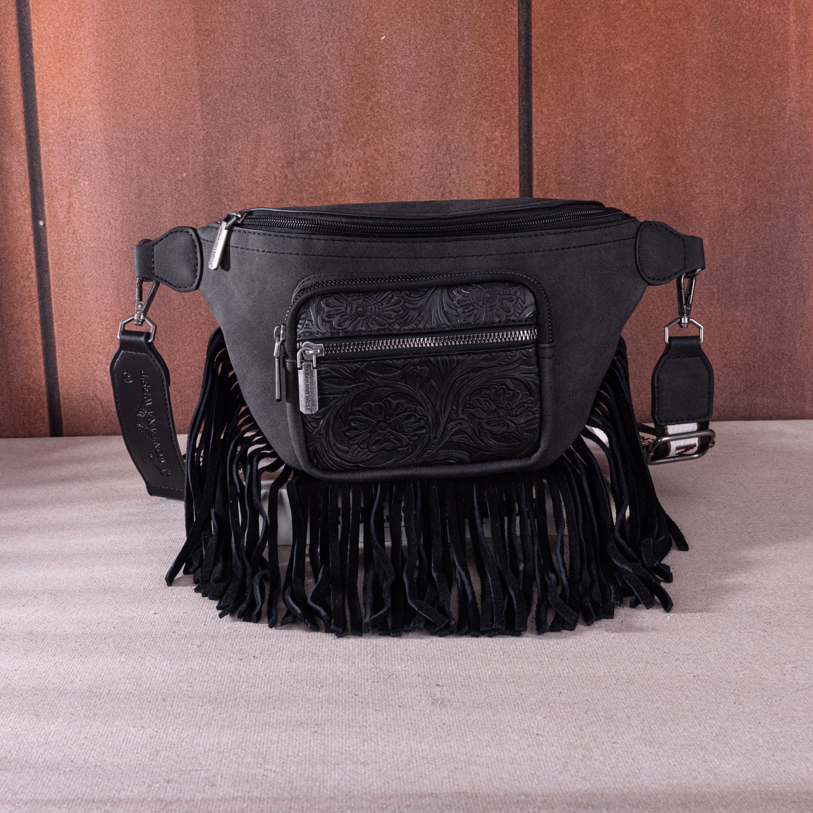 Montana West Floral Tooled Fringe Fanny Pack