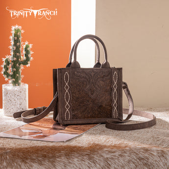 Trinity Ranch Western Hair-On Cowhide Mini Tote/Crossbody - Coffee