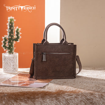 Trinity Ranch Western Hair-On Cowhide Mini Tote/Crossbody - Coffee