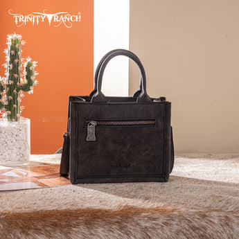 Trinity Ranch Western Hair-On Cowhide Mini Tote/Crossbody - Black