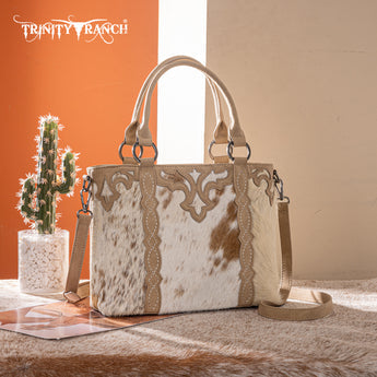 Trinity Ranch Genuine Hair-On Cowhide Collection Concealed Carry Tote - Tan