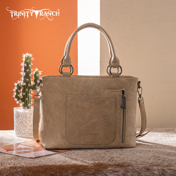 Trinity Ranch Genuine Hair-On Cowhide Collection Concealed Carry Tote - Tan