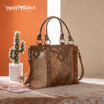 Trinity Ranch Genuine Hair-On Cowhide Collection Concealed Carry Tote - Brown