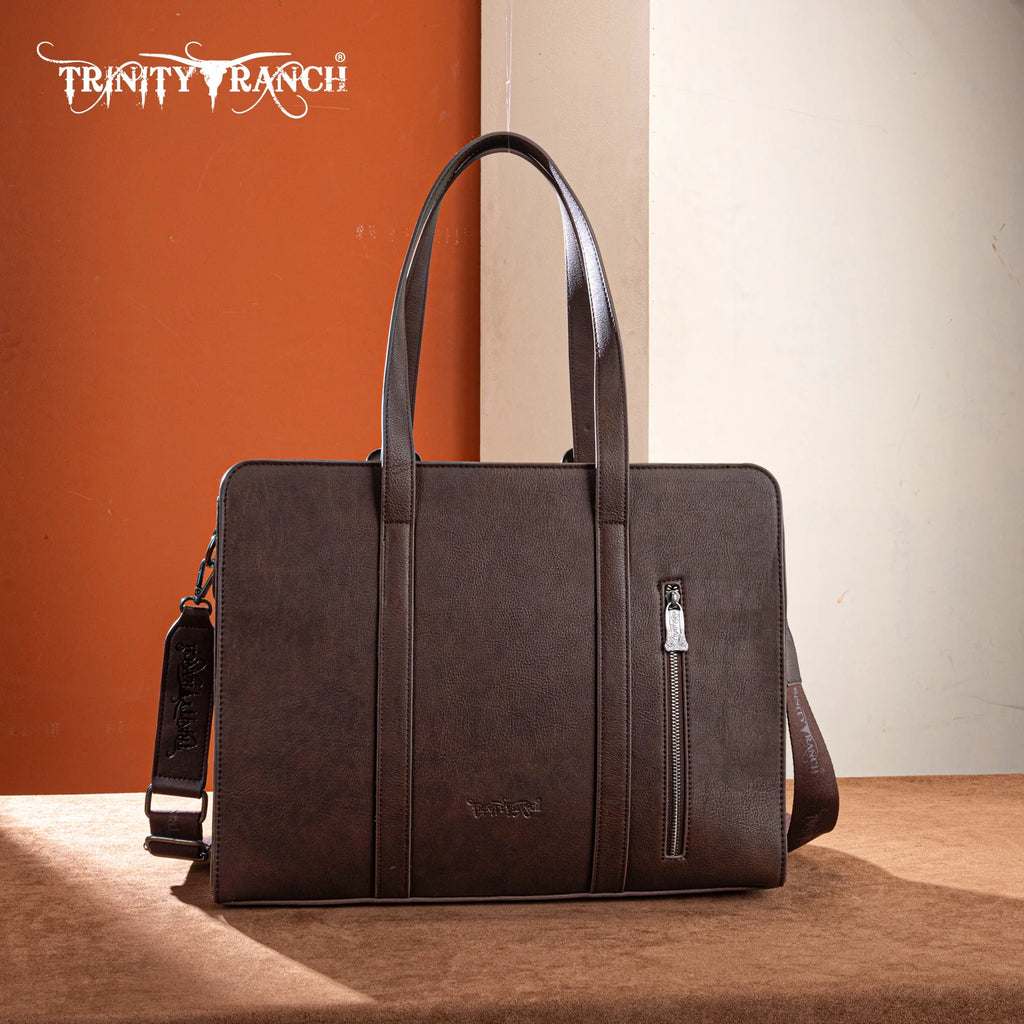 TR202G-8355CF Trinity Ranch Genuine Cowhide Carry-All Cowhide Concealed Carry Large Tote /Crossbody - Coffee