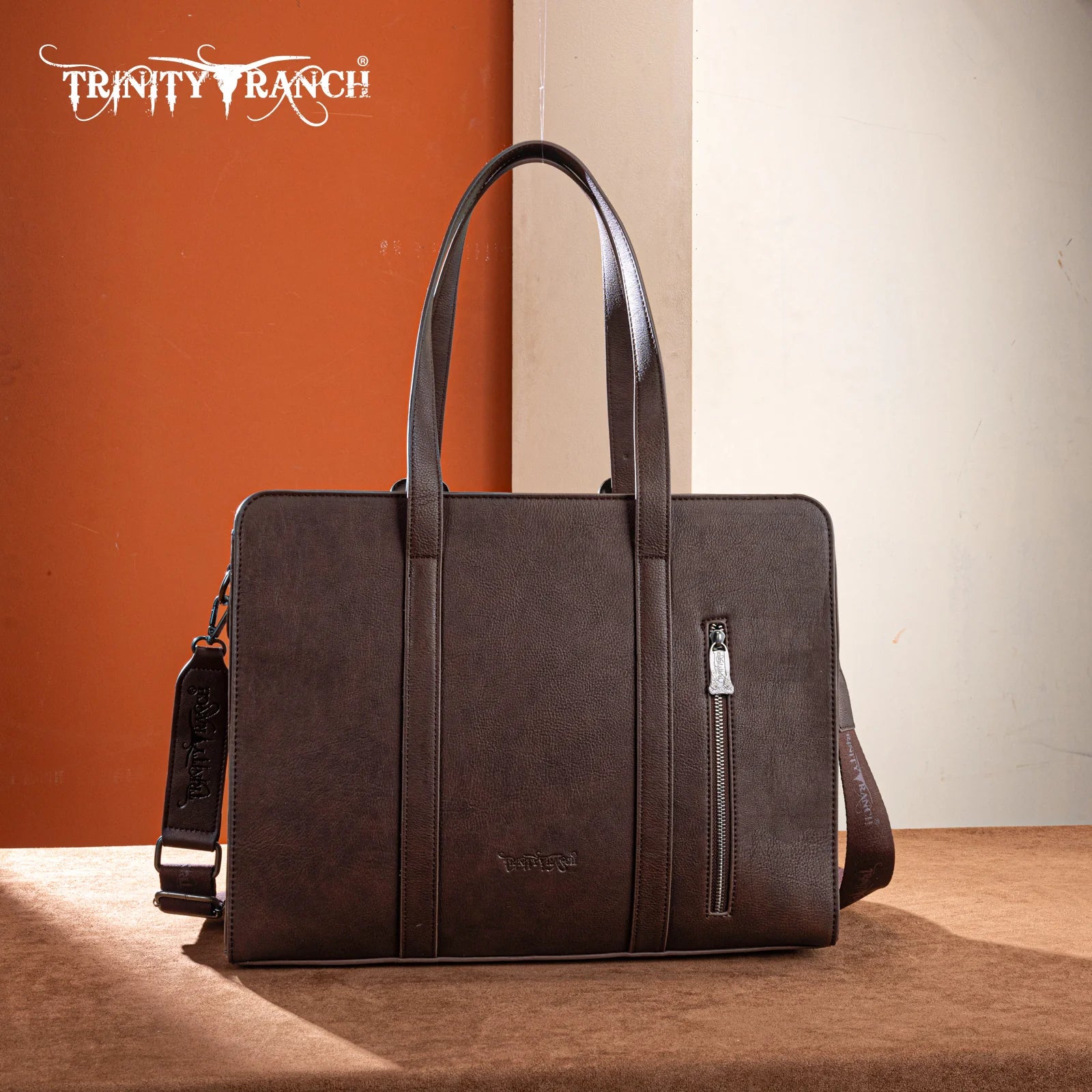 TR202G-8355CF Trinity Ranch Genuine Cowhide Carry-All Cowhide Concealed Carry Large Tote /Crossbody - Coffee