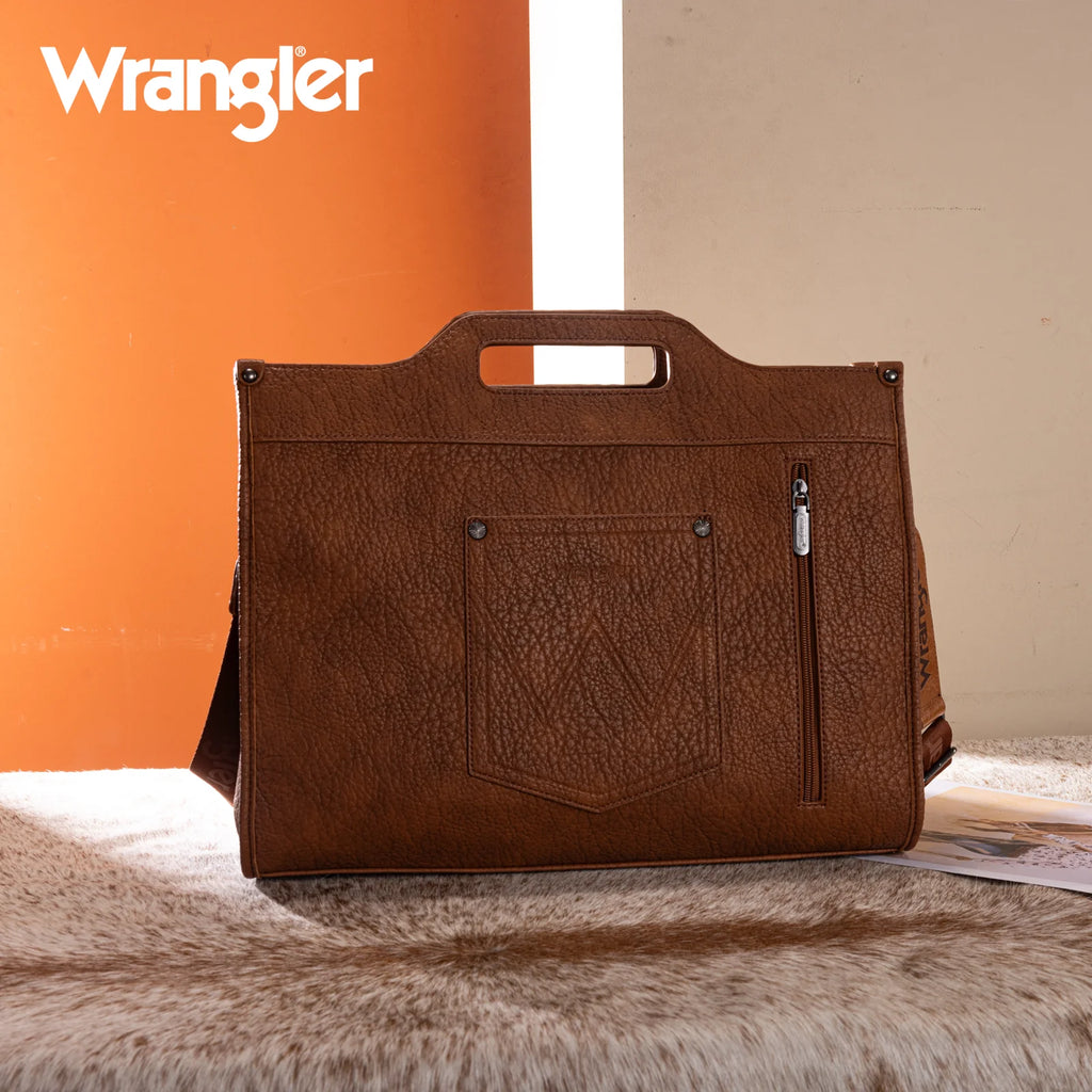 WG283-014 Wrangler Genuine Cowhide Carry-All Cowhide Large Tote /Crossbody - Brown