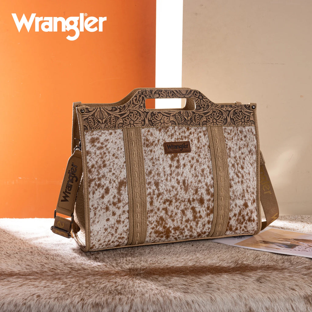 WG283-014 Wrangler Genuine Cowhide Carry-All Cowhide Large Tote /Crossbody - Tan