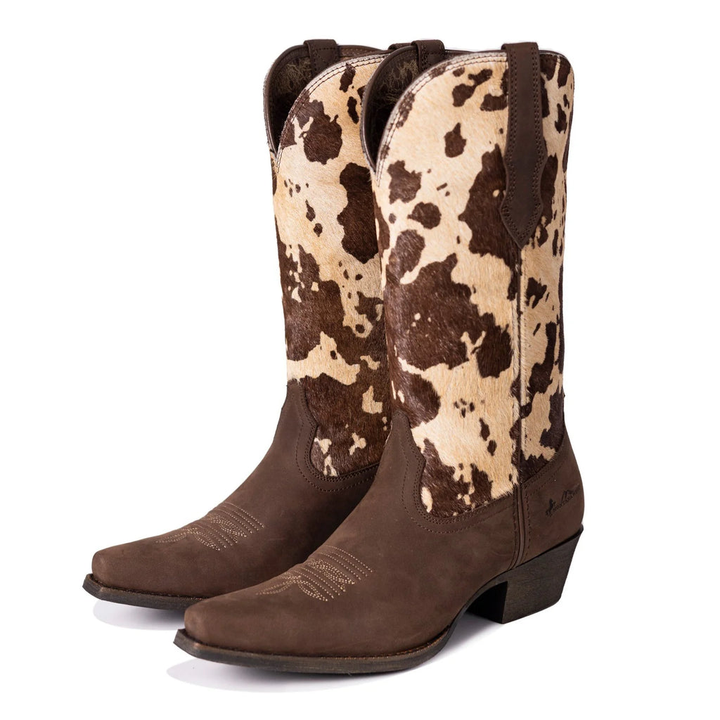 MWB6003 Montana West Women's Western Cow Print Cowgirl Boots - Full Grain Leather, Snip Toe