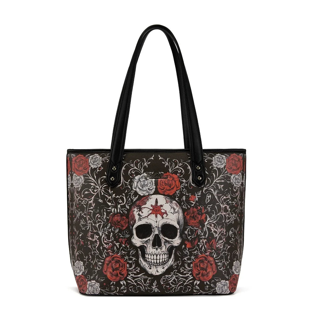 Montana West Halloween Skull Rose Tote Bag Conceal Carry