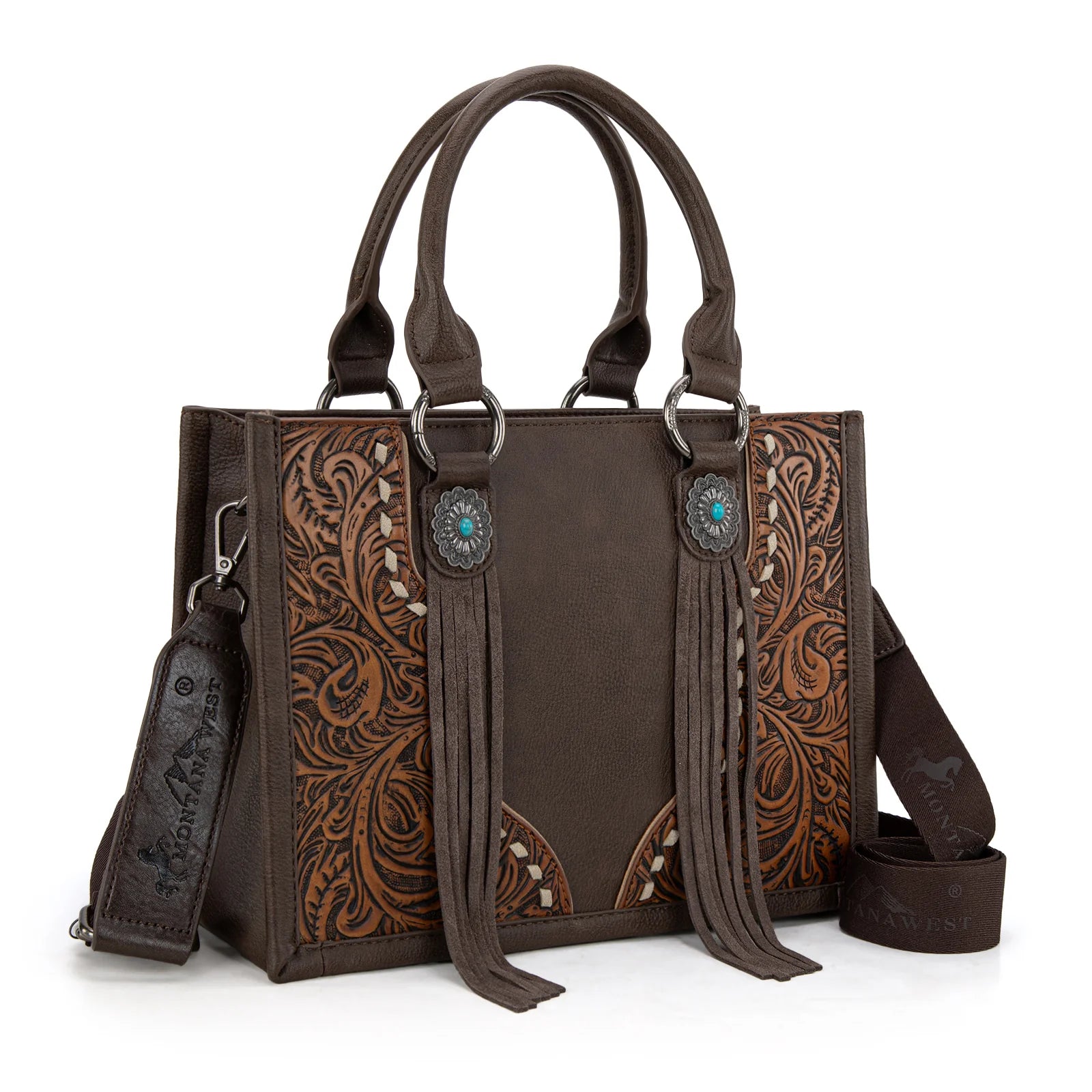 Montana West Tooled Concho Tote/Crossbody
