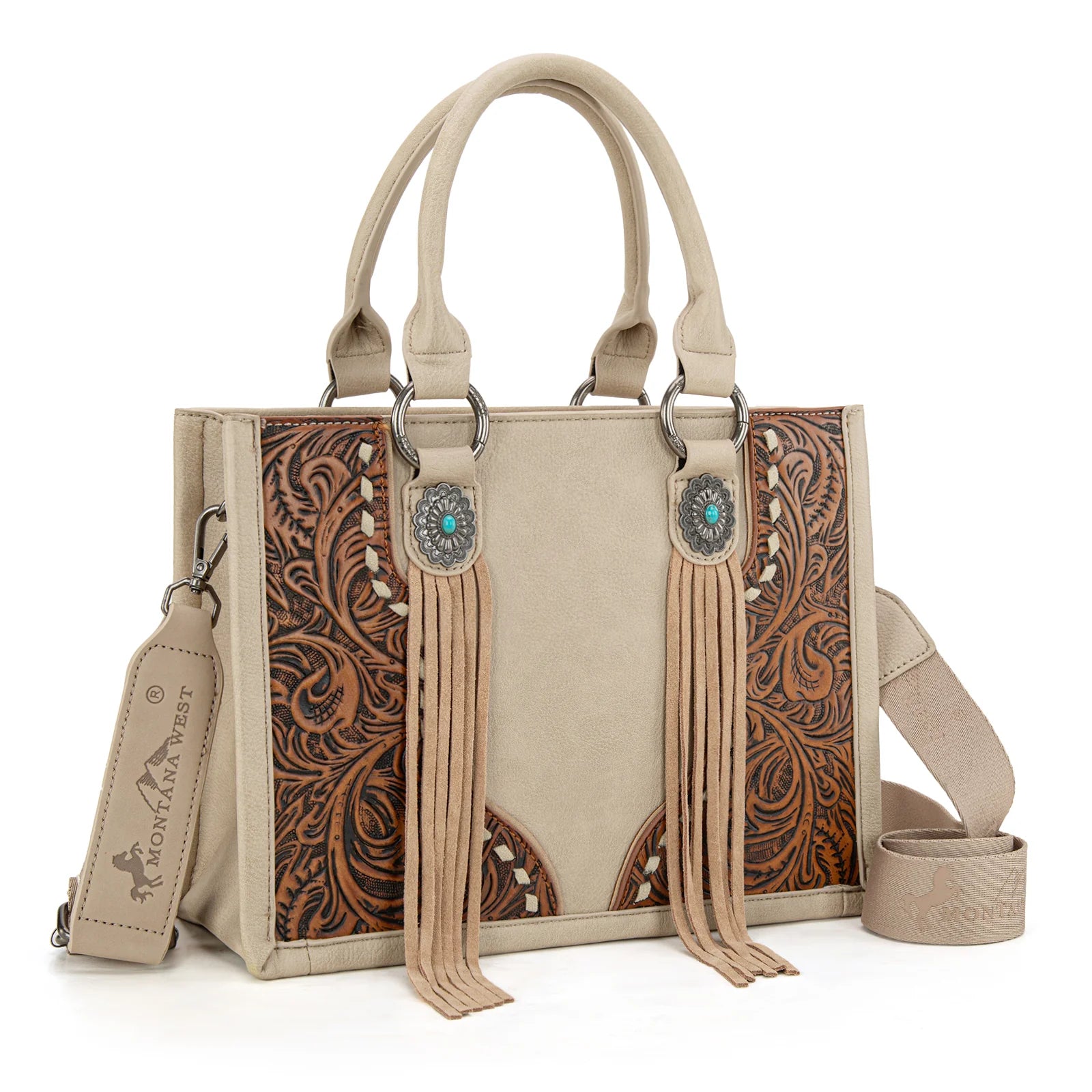 Montana West Tooled Concho Tote/Crossbody