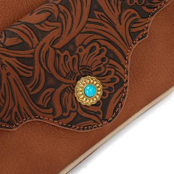 Montana West Tooled Floral Chain Shoulder Crossbody Bag - Brown