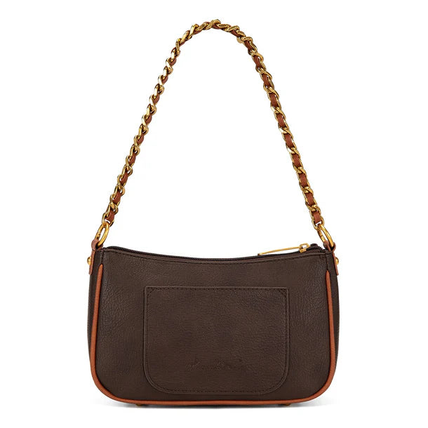 Montana West Tooled Floral Chain Shoulder Crossbody Bag - Coffee
