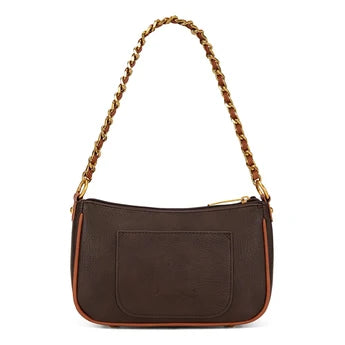 Montana West Tooled Floral Chain Shoulder Crossbody Bag - Coffee