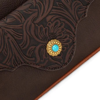 Montana West Tooled Floral Chain Shoulder Crossbody Bag - Coffee
