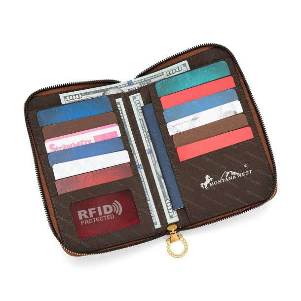 Montana West American Flag RFID Crossbody Phone Wallet - Red