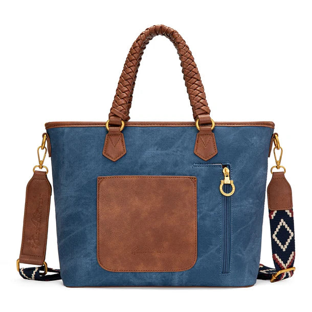 Montana West American Flag Braided Concealed Carry Tote Bag - Red