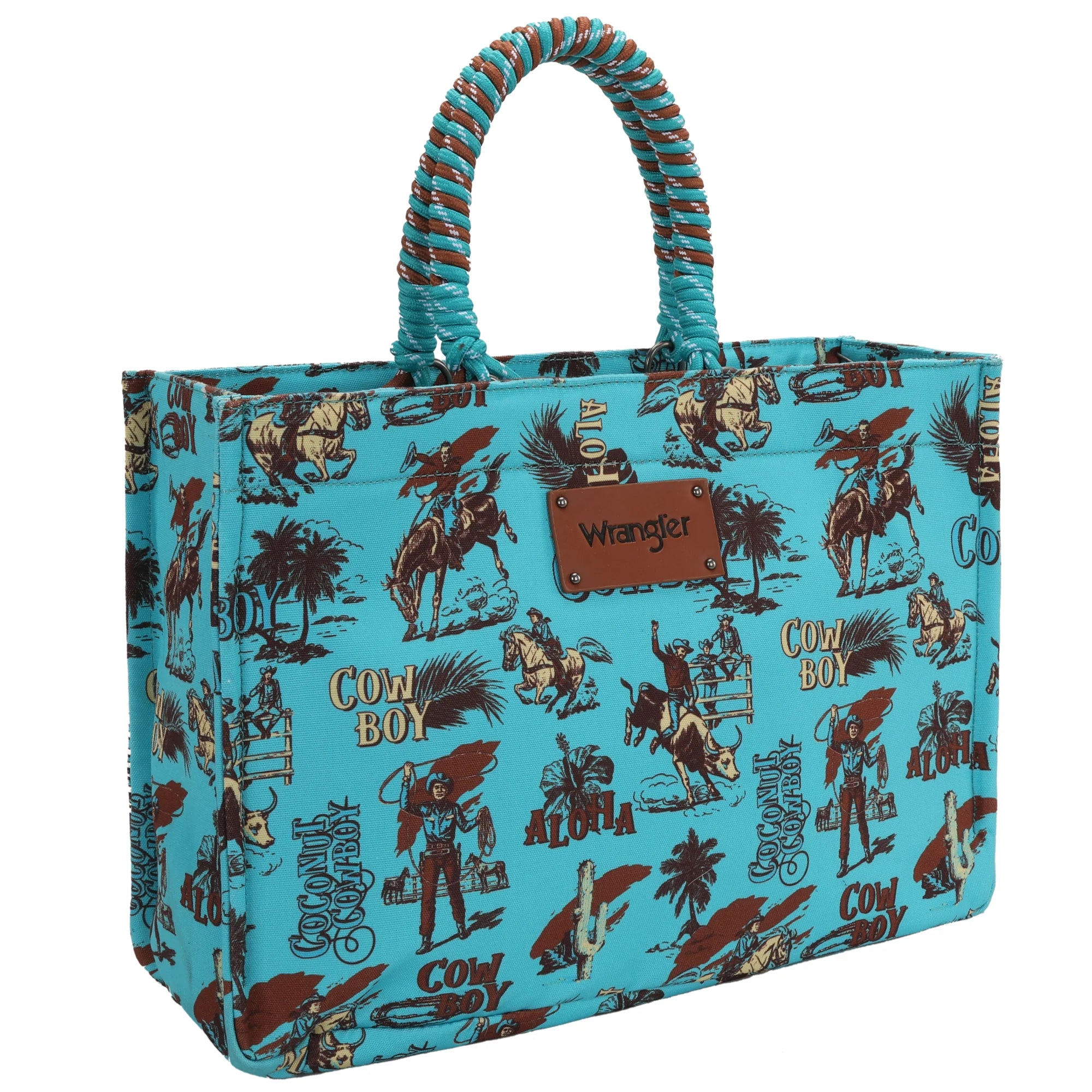 Wrangler COWBOY Dual Sided Print Canvas Wide Tote