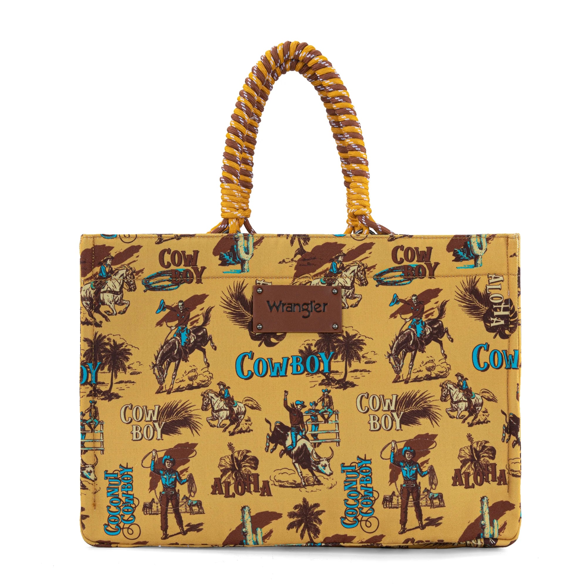 Wrangler COWBOY Dual Sided Print Canvas Wide Tote
