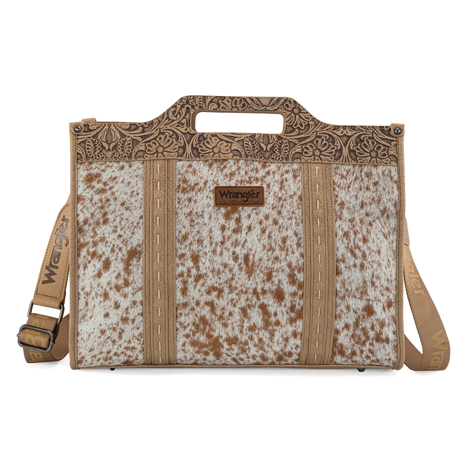 WG283-014 Wrangler Genuine Cowhide Carry-All Cowhide Large Tote /Crossbody - Tan