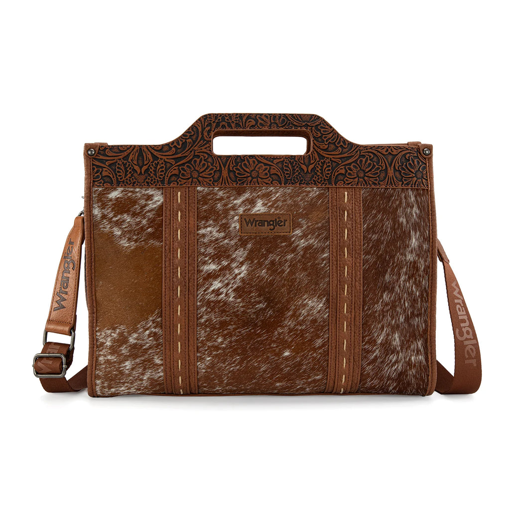 WG283-014 Wrangler Genuine Cowhide Carry-All Cowhide Large Tote /Crossbody - Brown