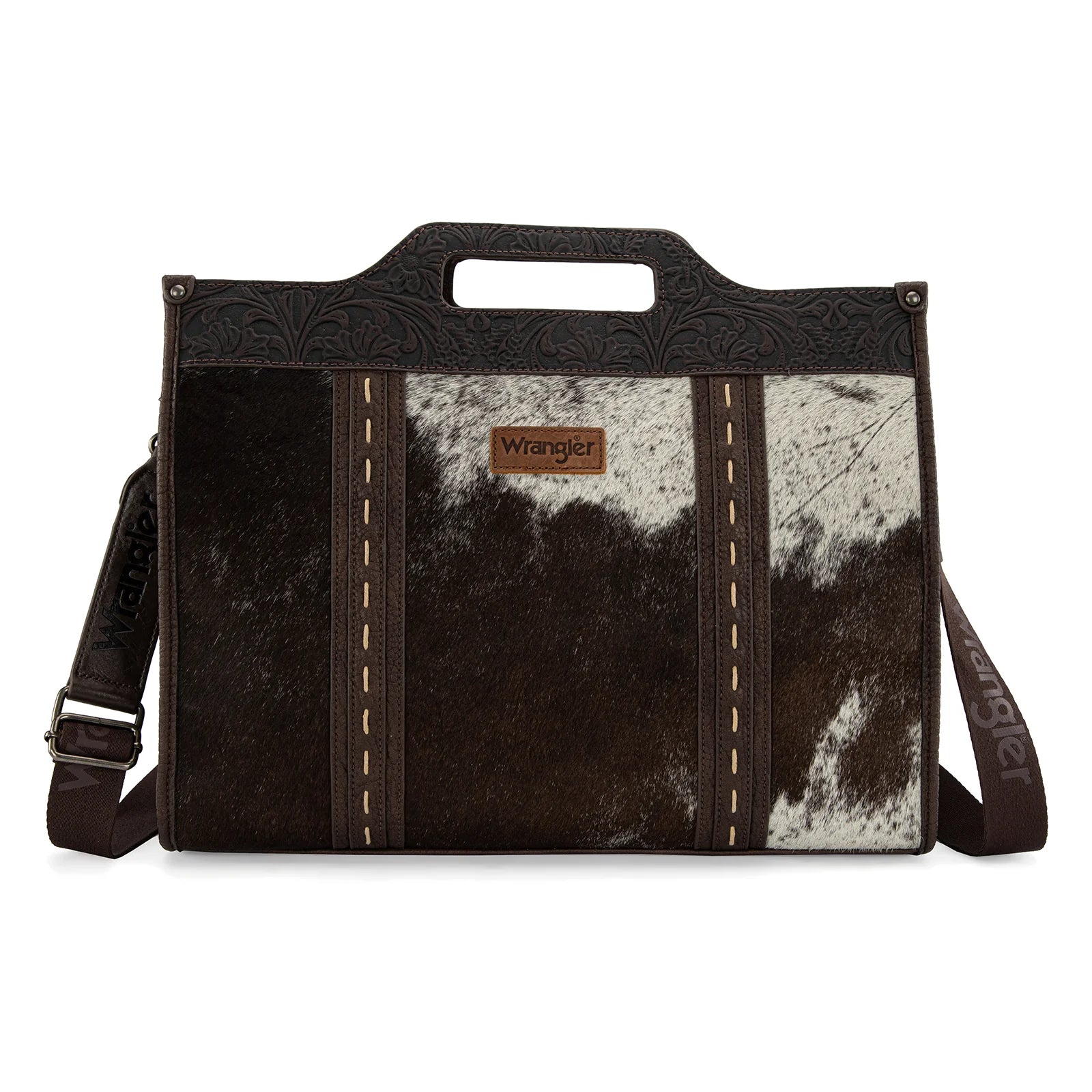 WG283-014 Wrangler Genuine Cowhide Carry-All Cowhide Large Tote /Crossbody - Coffee