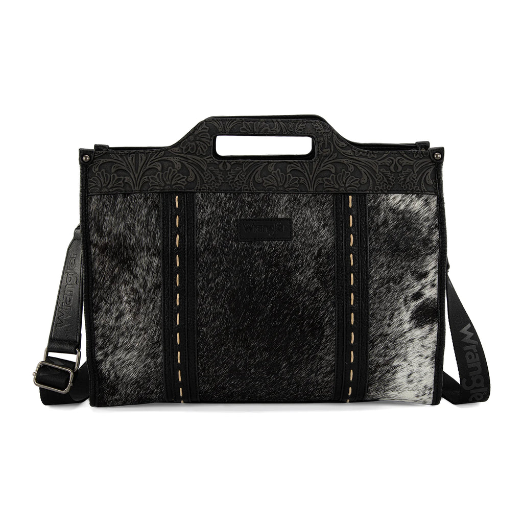 WG283-014 Wrangler Genuine Cowhide Carry-All Cowhide Large Tote /Crossbody - Black