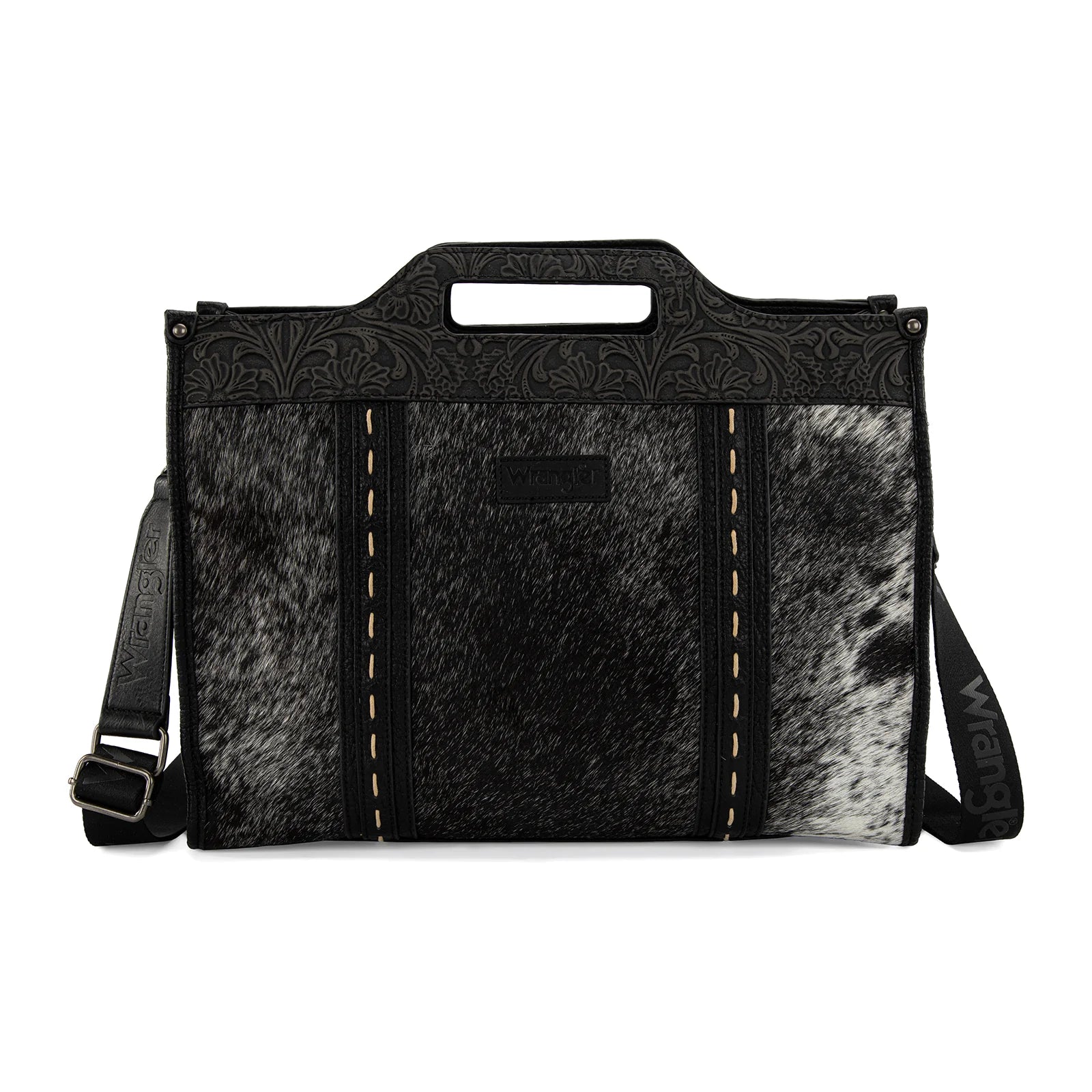WG283-014 Wrangler Genuine Cowhide Carry-All Cowhide Large Tote /Crossbody - Black