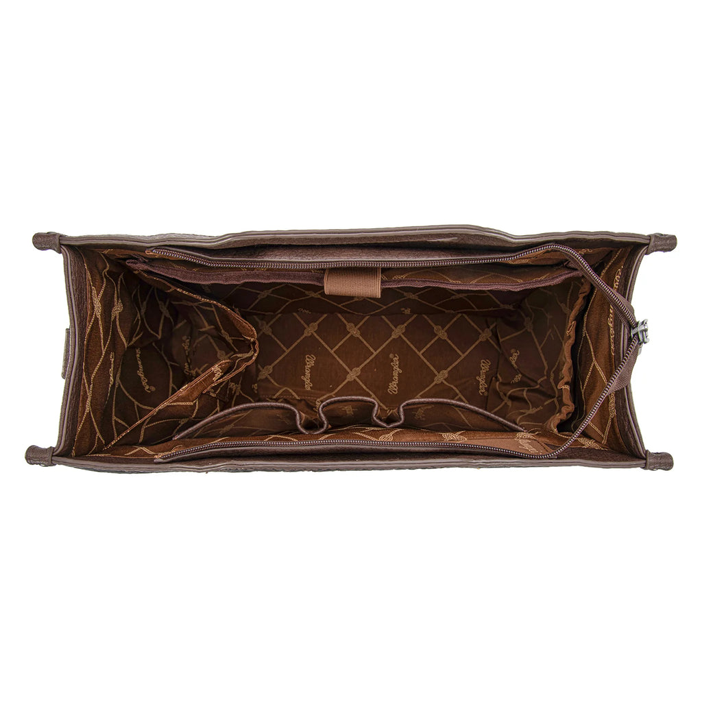 WG283-014 Wrangler Genuine Cowhide Carry-All Cowhide Large Tote /Crossbody - Coffee