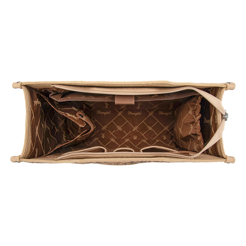 WG283-014 Wrangler Genuine Cowhide Carry-All Cowhide Large Tote /Crossbody - Tan