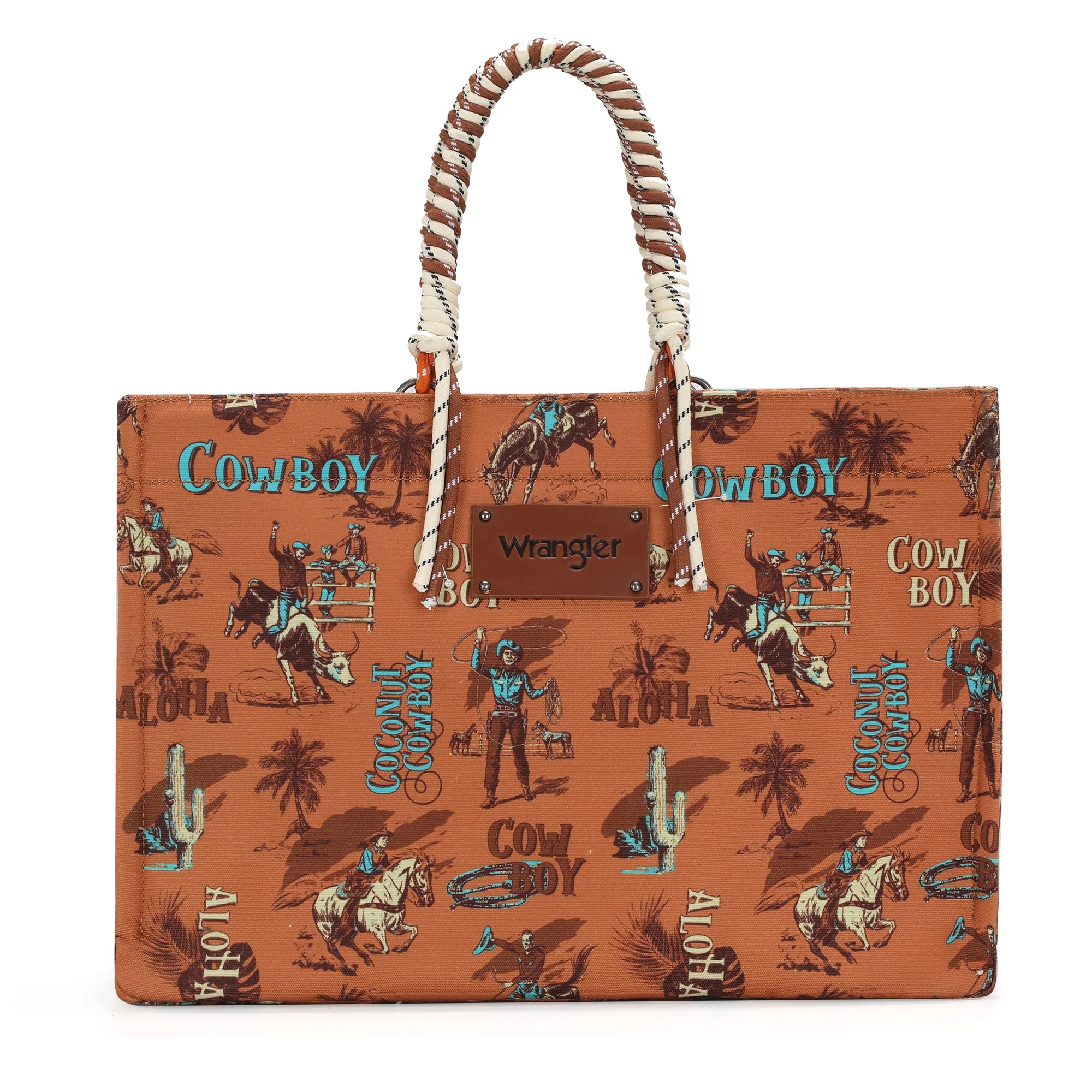 Wrangler COWBOY Dual Sided Print Canvas Wide Tote