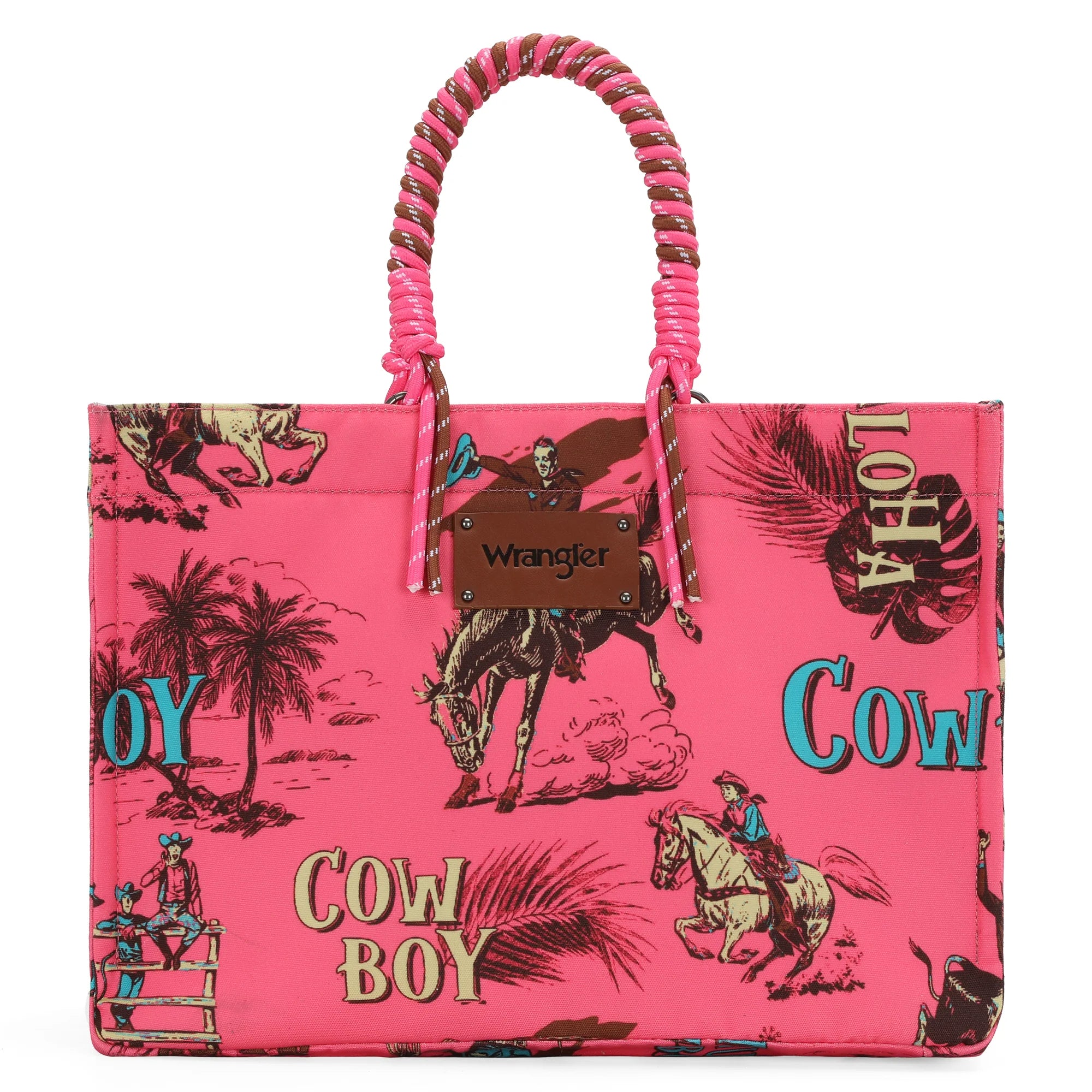 Wrangler COWBOY Dual Sided Print Canvas Wide Tote