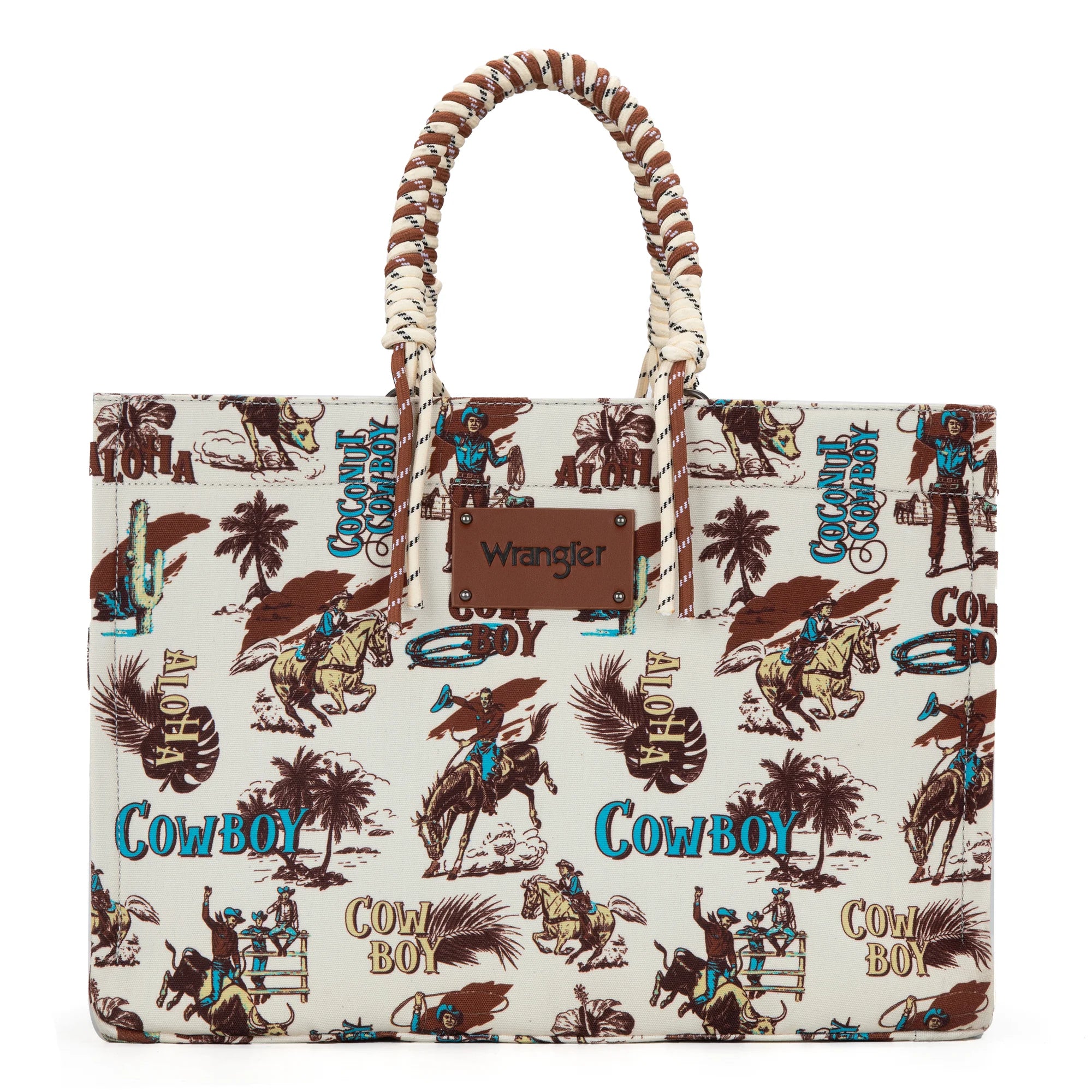 Wrangler COWBOY Dual Sided Print Canvas Wide Tote