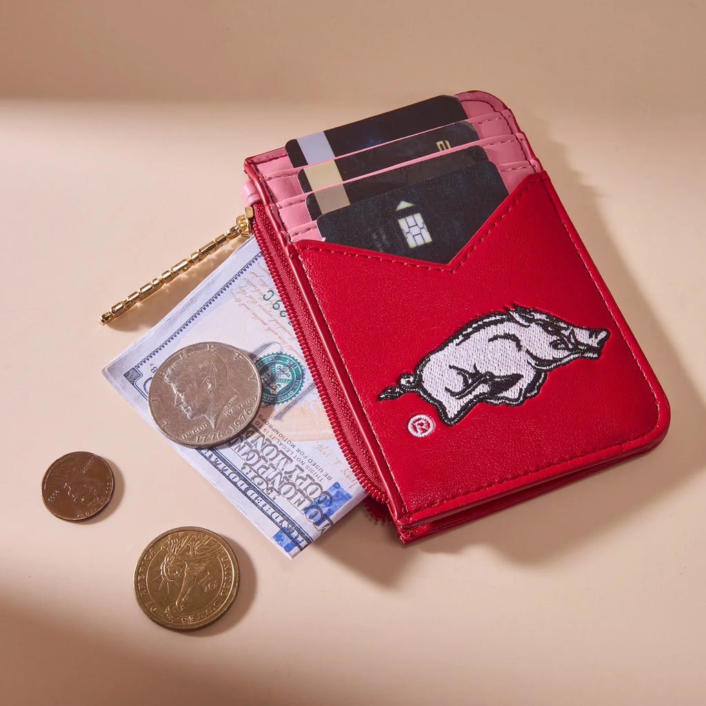 University of Arkansas Razorbacks Zip Card Case-Burgundy