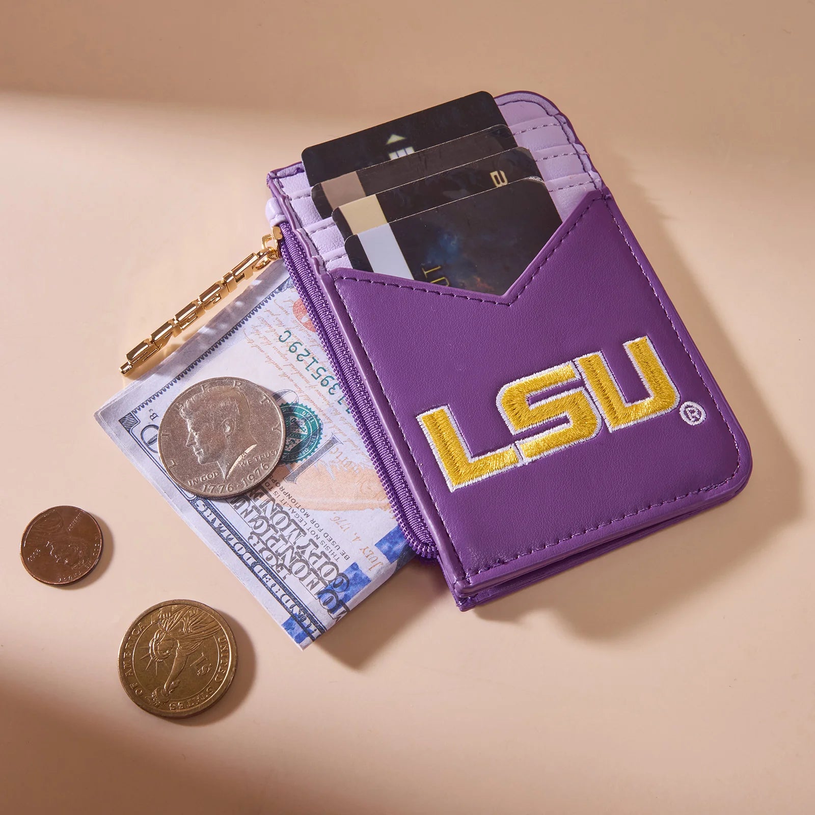 Louisiana State University Fighting Tigers Zip Card Case-Purple
