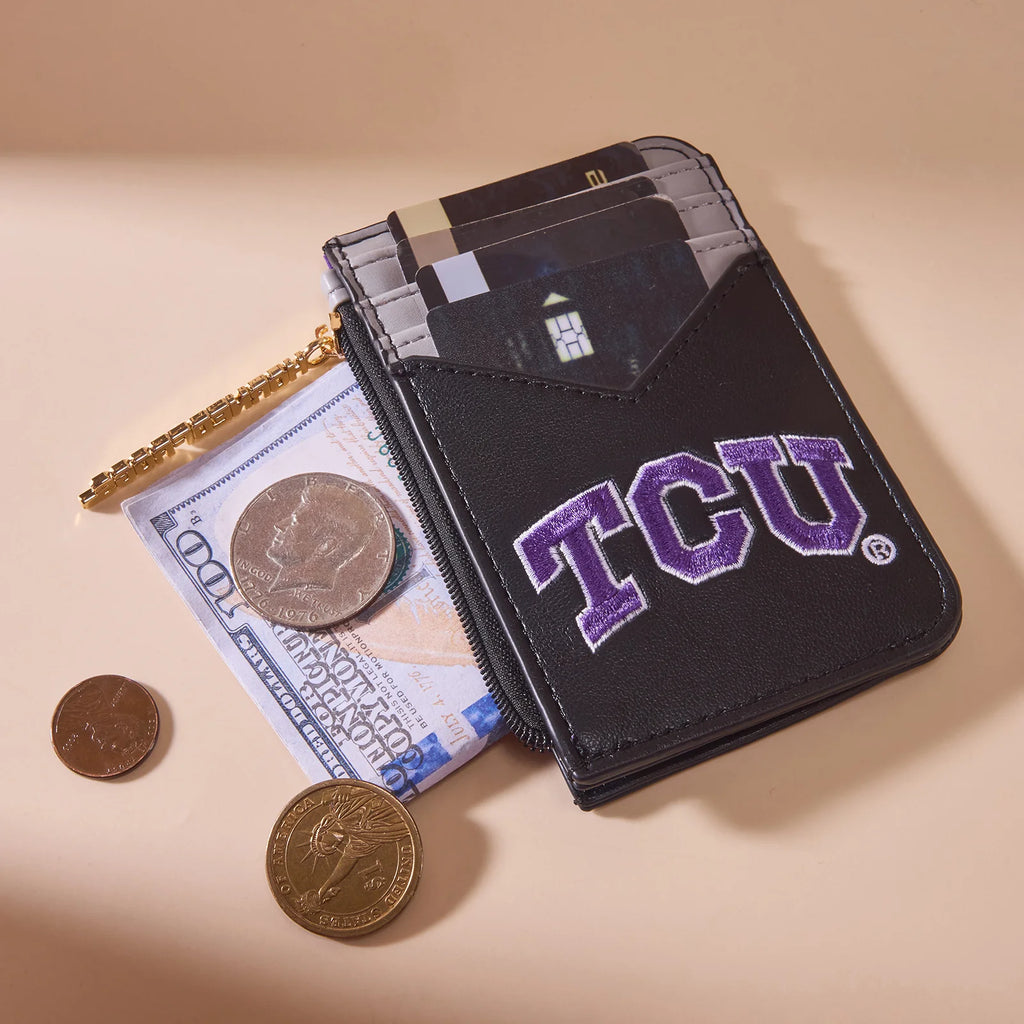 Texas Christian University Horned Frogs Zip Card Case-Black