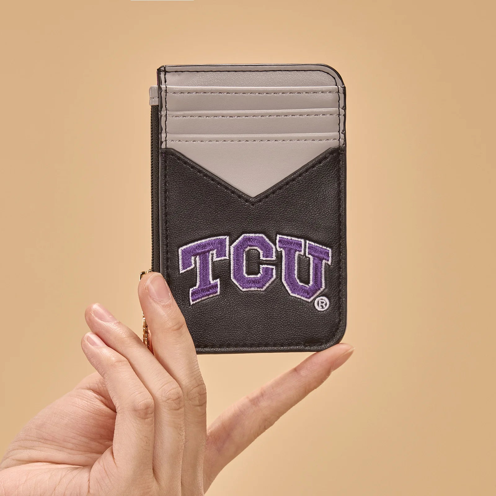 Texas Christian University Horned Frogs Zip Card Case-Black