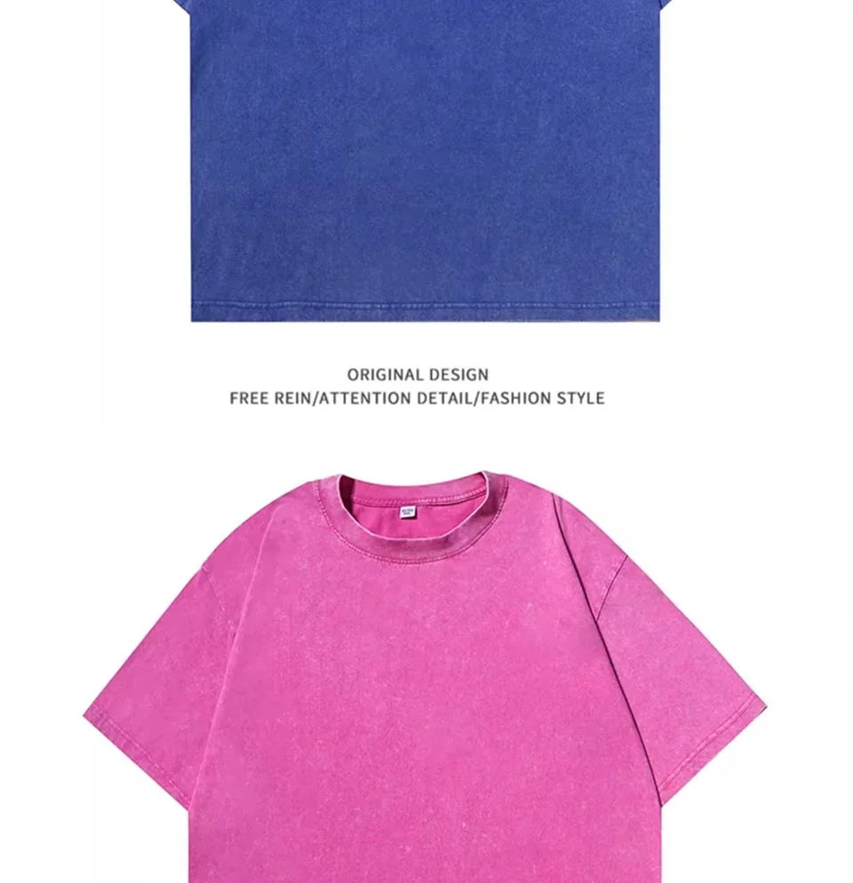 Men's Retro Washed T Shirt Heavy Cotton Oversized