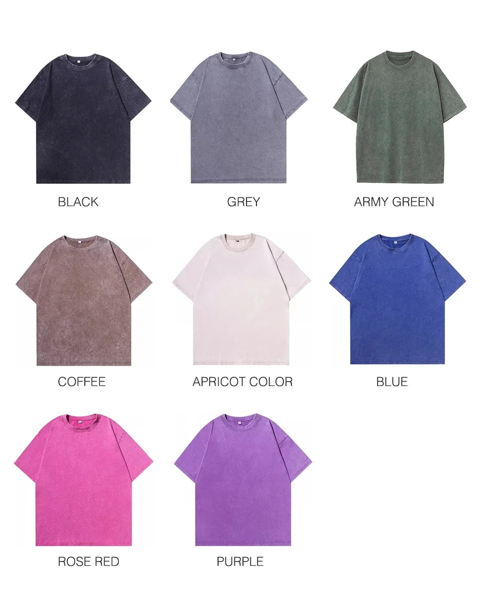 Men's Retro Washed T Shirt Heavy Cotton Oversized