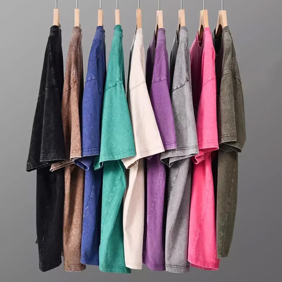 Men's Retro Washed T Shirt Heavy Cotton Oversized