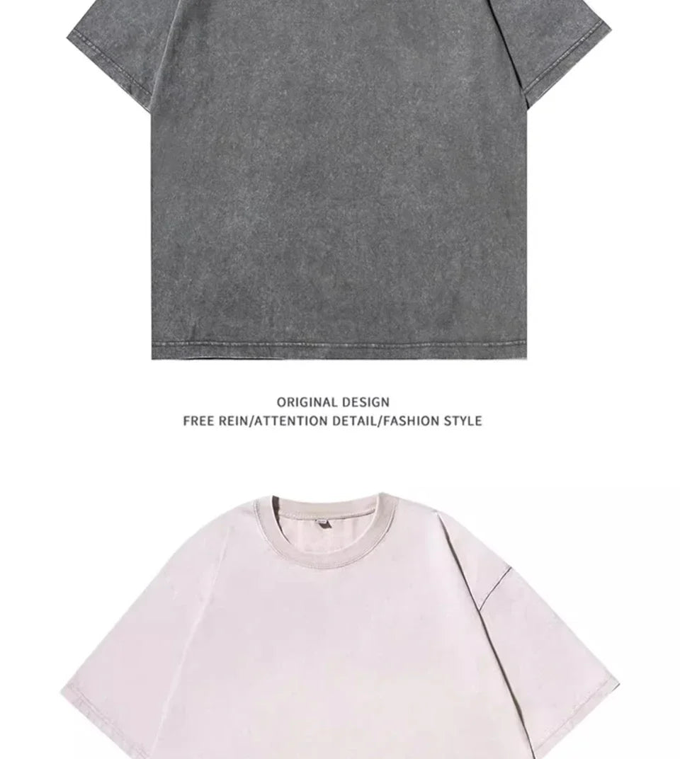 Men's Retro Washed T Shirt Heavy Cotton Oversized