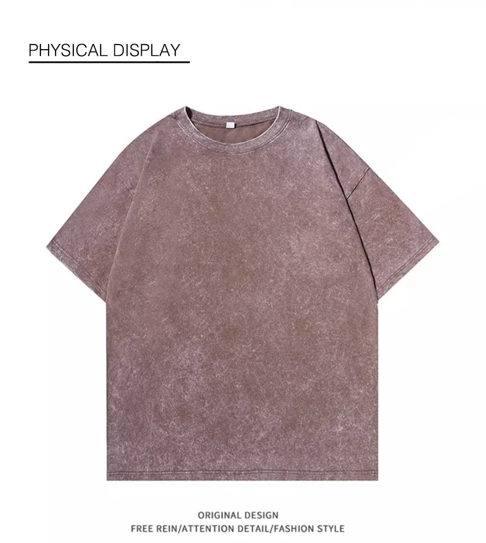 Men's Retro Washed T Shirt Heavy Cotton Oversized