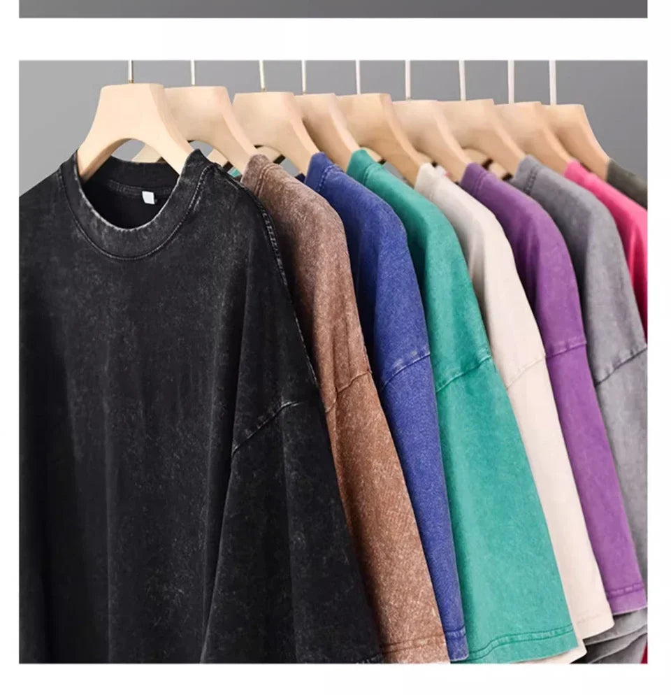 Men's Retro Washed T Shirt Heavy Cotton Oversized