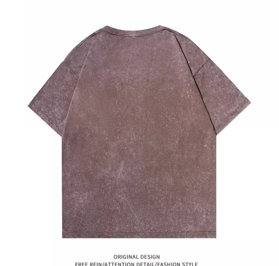 Men's Retro Washed T Shirt Heavy Cotton Oversized