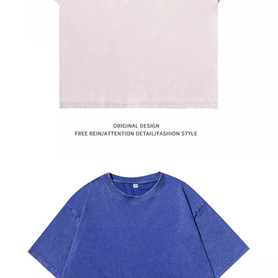 Men's Retro Washed T Shirt Heavy Cotton Oversized