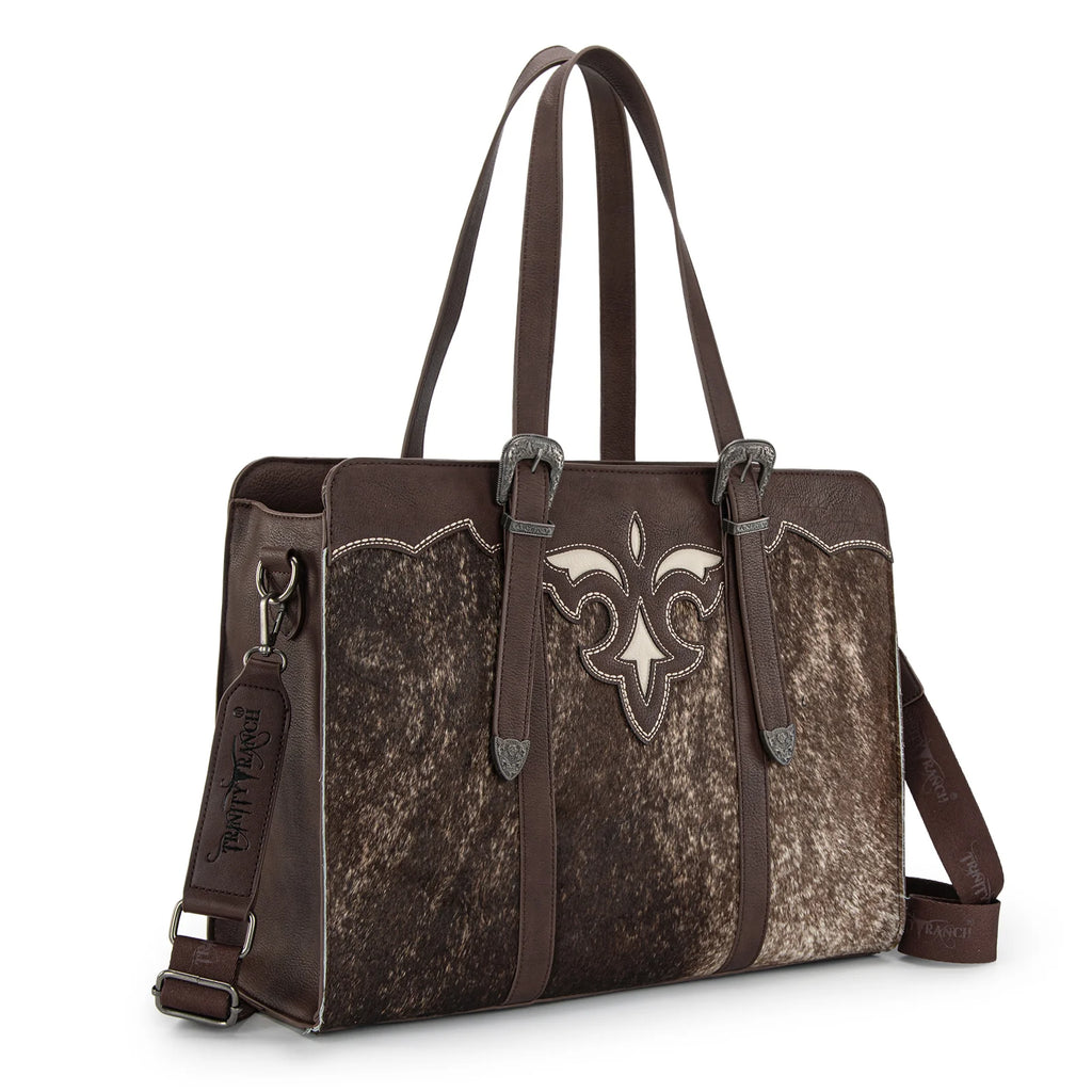 TR202G-8355CF Trinity Ranch Genuine Cowhide Carry-All Cowhide Concealed Carry Large Tote /Crossbody - Coffee