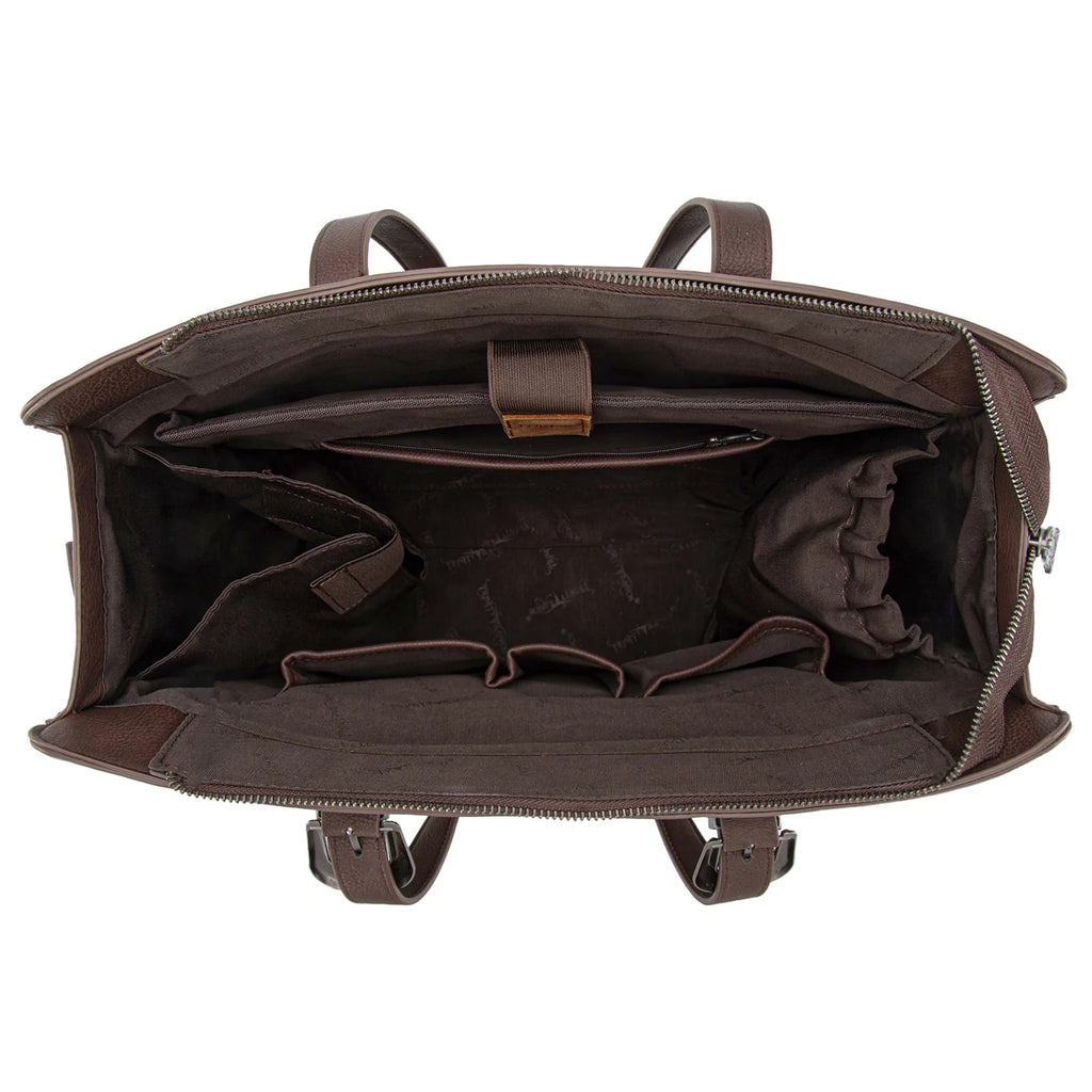 TR202G-8355CF Trinity Ranch Genuine Cowhide Carry-All Cowhide Concealed Carry Large Tote /Crossbody - Coffee