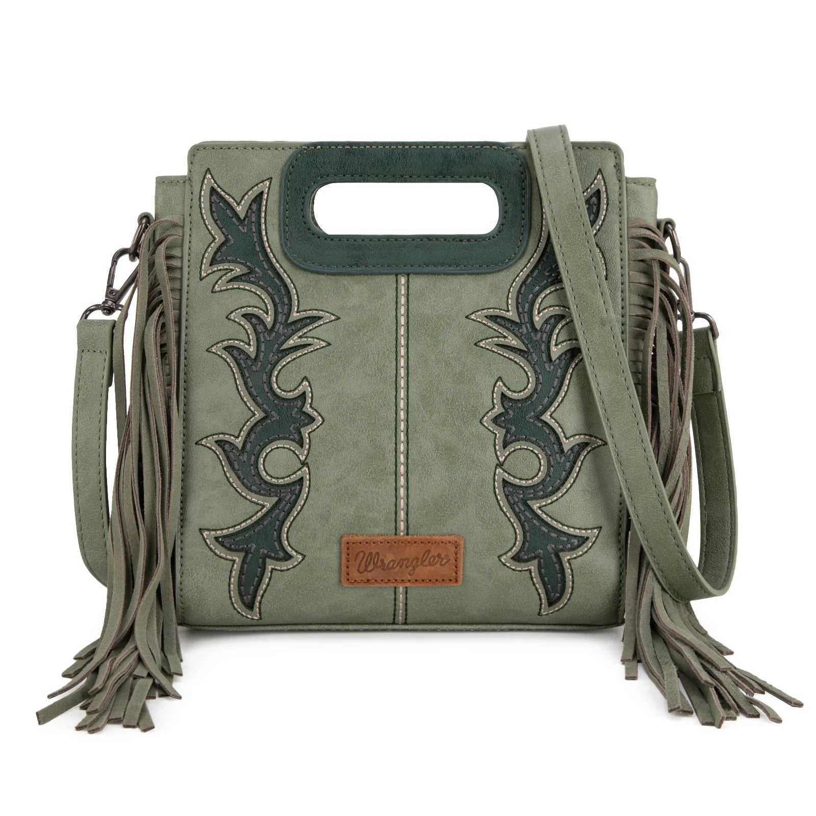 Wrangler Top Handle Boot Scroll Fringe Tote/Crossbody