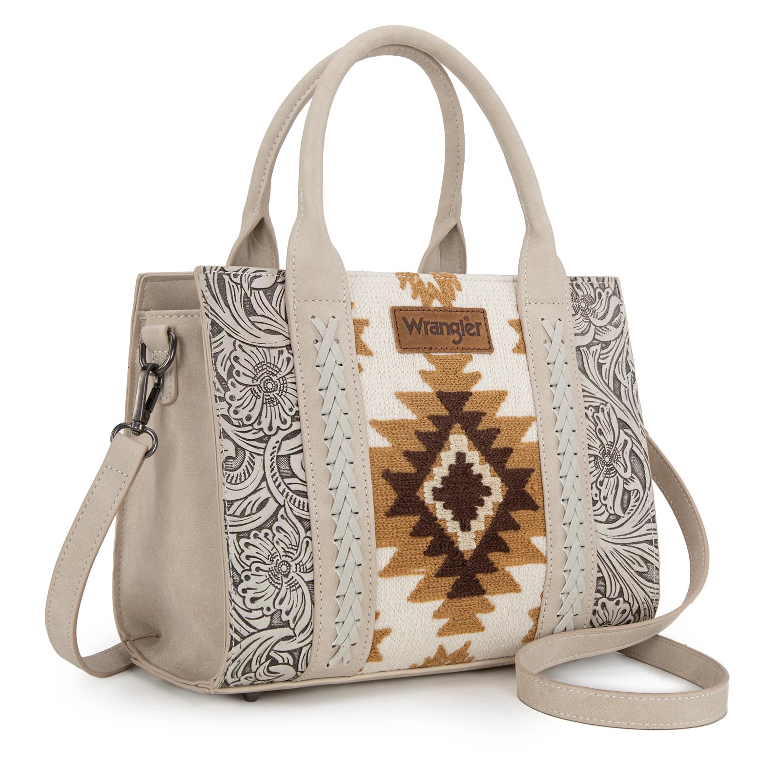 Wrangler Tooled Aztec Pattern Print Concealed Carry Tote/Crossbody