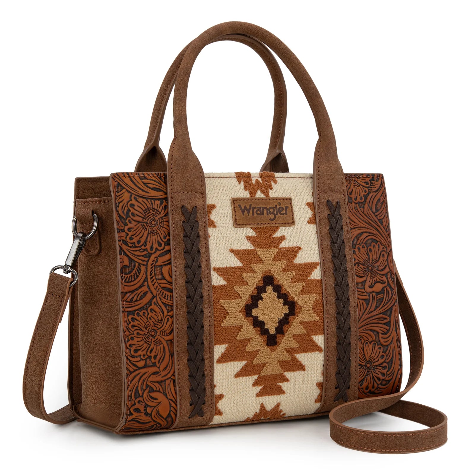 Wrangler Tooled Aztec Pattern Print Concealed Carry Tote/Crossbody